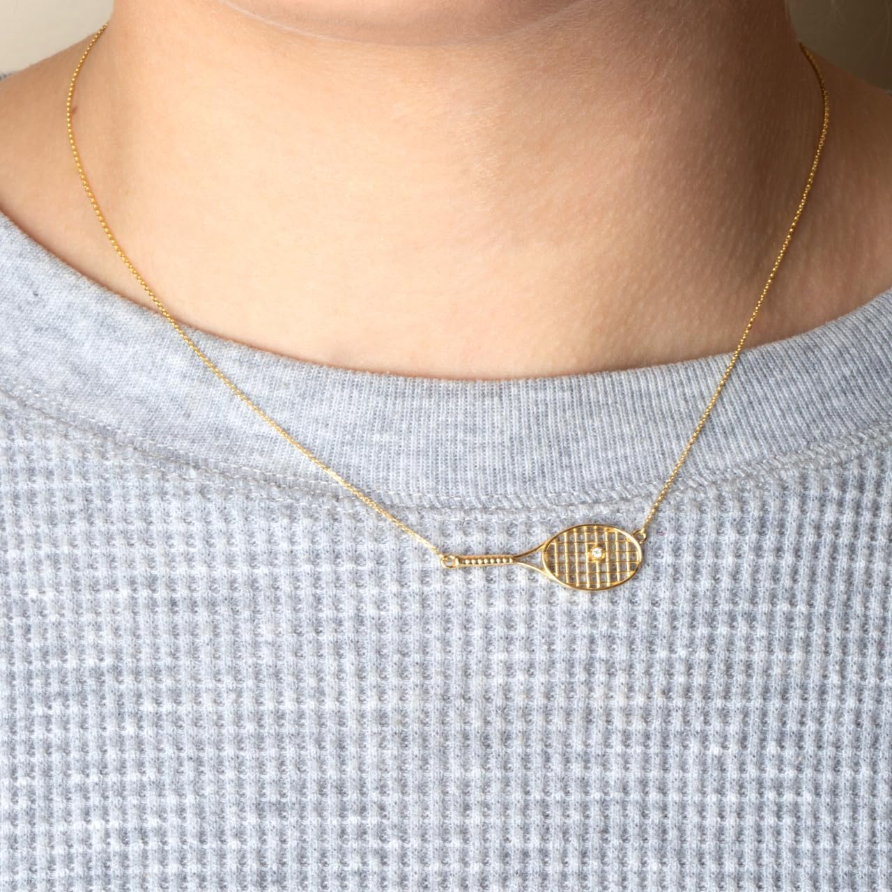 Claddagh Gold 14K Diamond Tennis Ball & Racket Sports Necklace Available in Yellow, Rose and White Gold