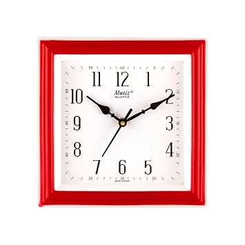 Matiz Analog 30 cm X 30 cm Wall Clock | Brown | with Glass | Standard| 177 Red