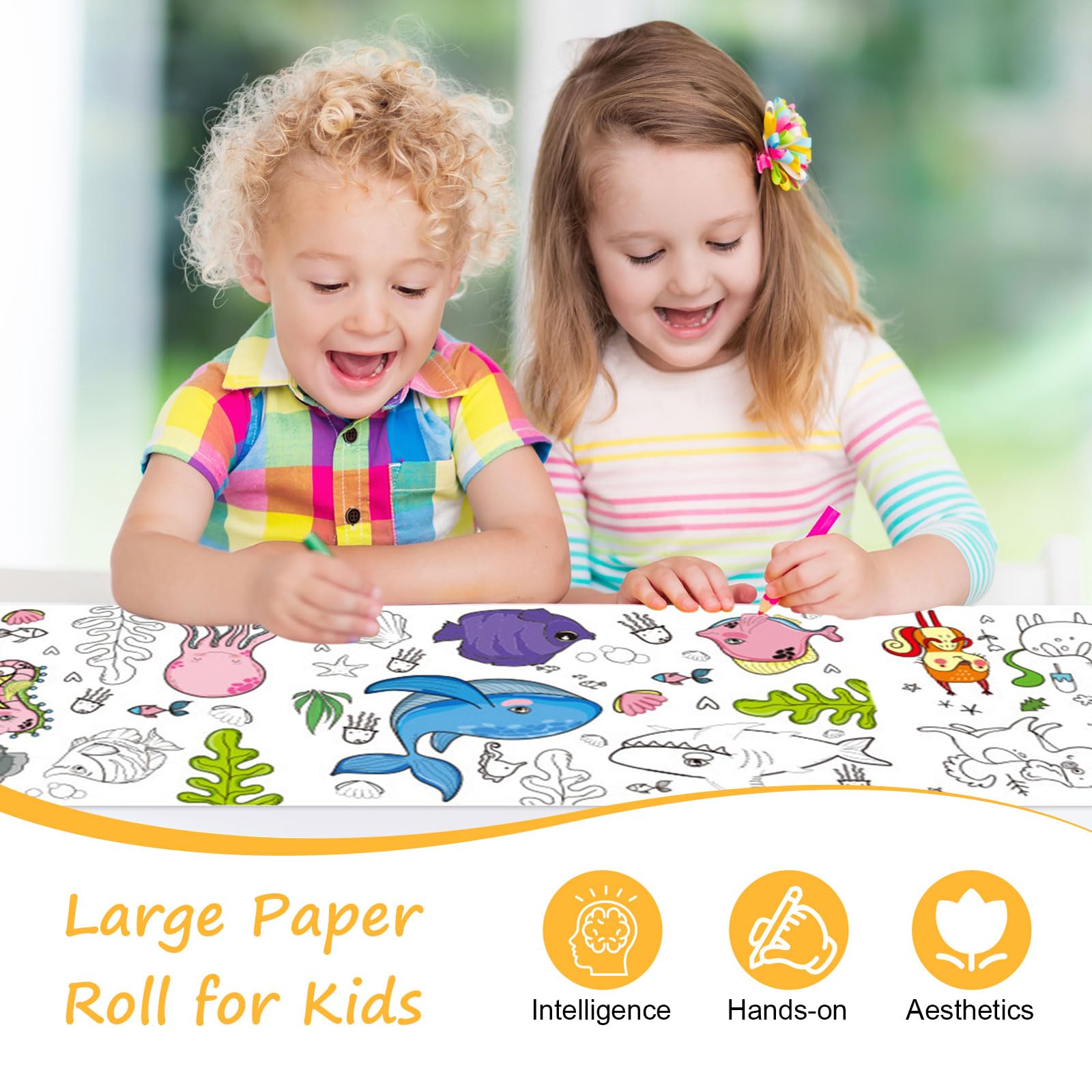 Lot de 4 rouleaux de papier à colorier 30 x 300 cm pour enfants