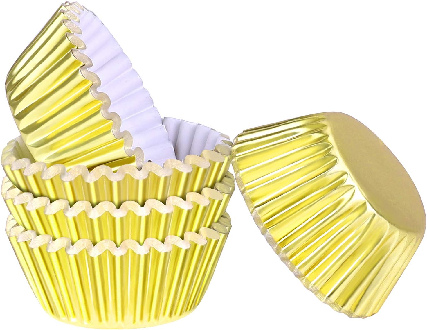 Aodaer 100 Pieces Mini Foil Metallic Cupcake Liners Baking