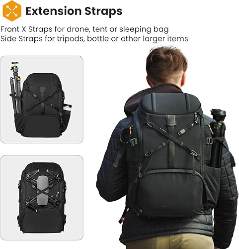 Miniatura 7 de TARION Mochila para cámara extra grande con apertura de doble cara, funda para laptop de 15.6 pulgadas, impermeable, impermeable, bolsa de