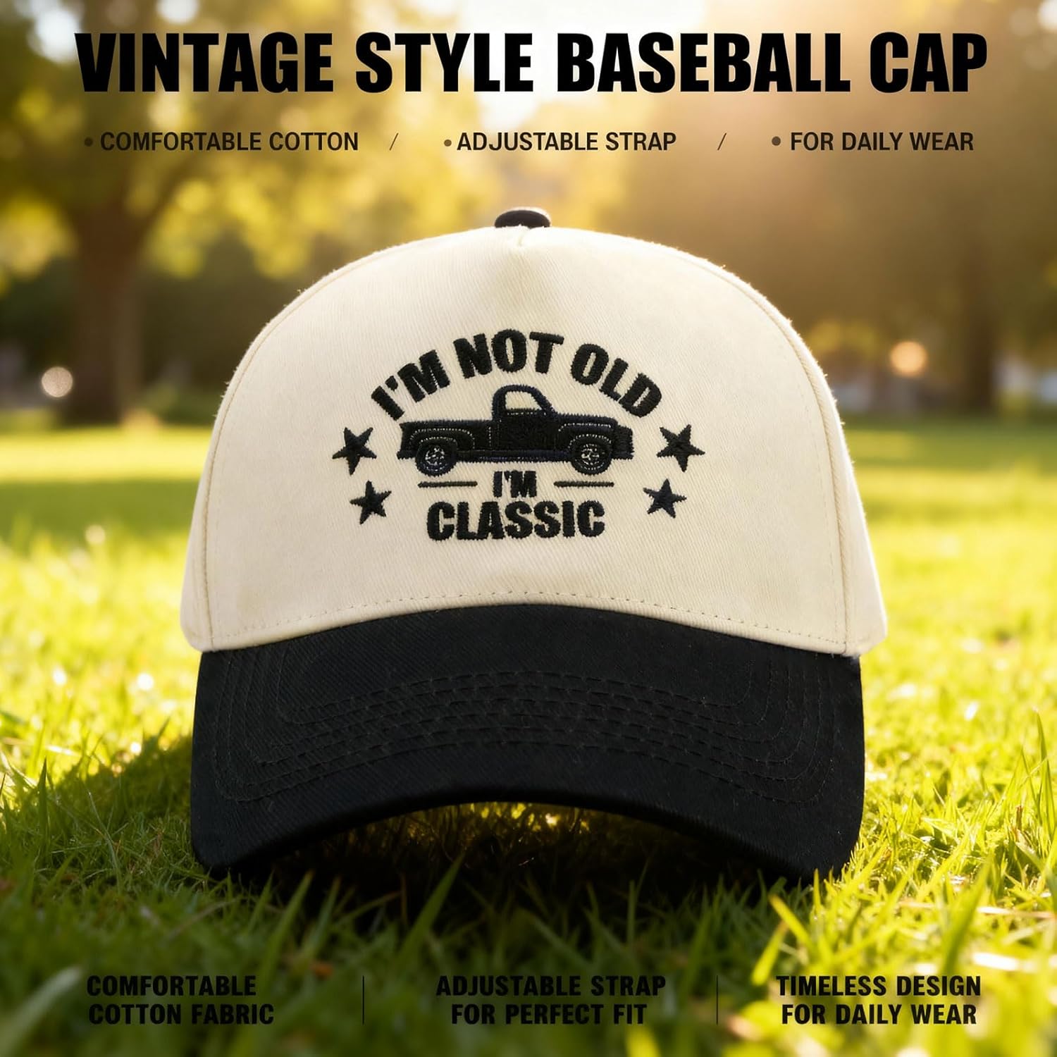I'm Not Old I'm Classic Baseball Cap,Two-Tone Adjustable Dad Hat,Funny Birthday Retirement Gift for Dad, Grandpa - Image 3