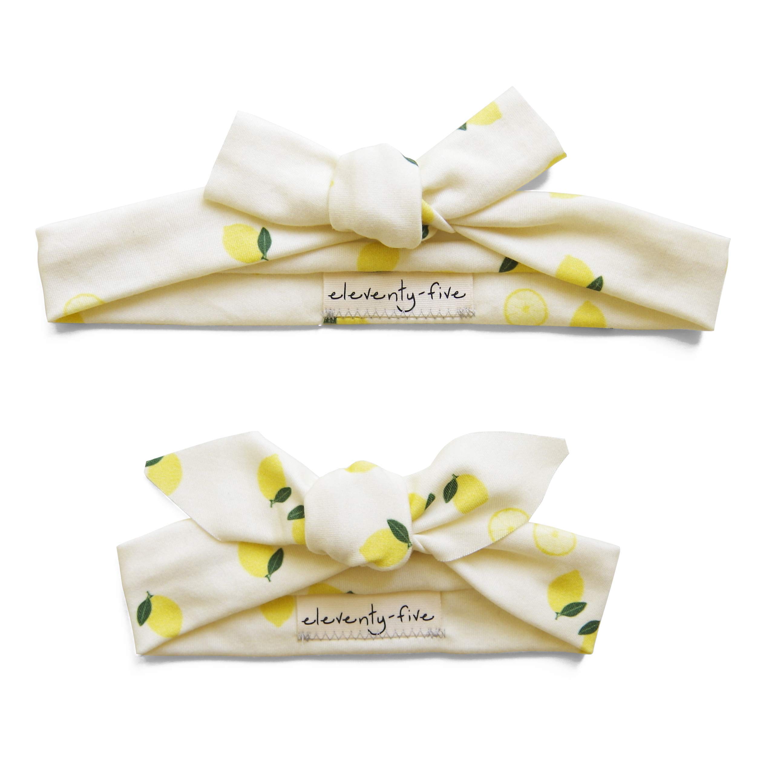 Organic Knotted Headbands Mommy and Me Matching Baby and Adult Set - Lemon Slice