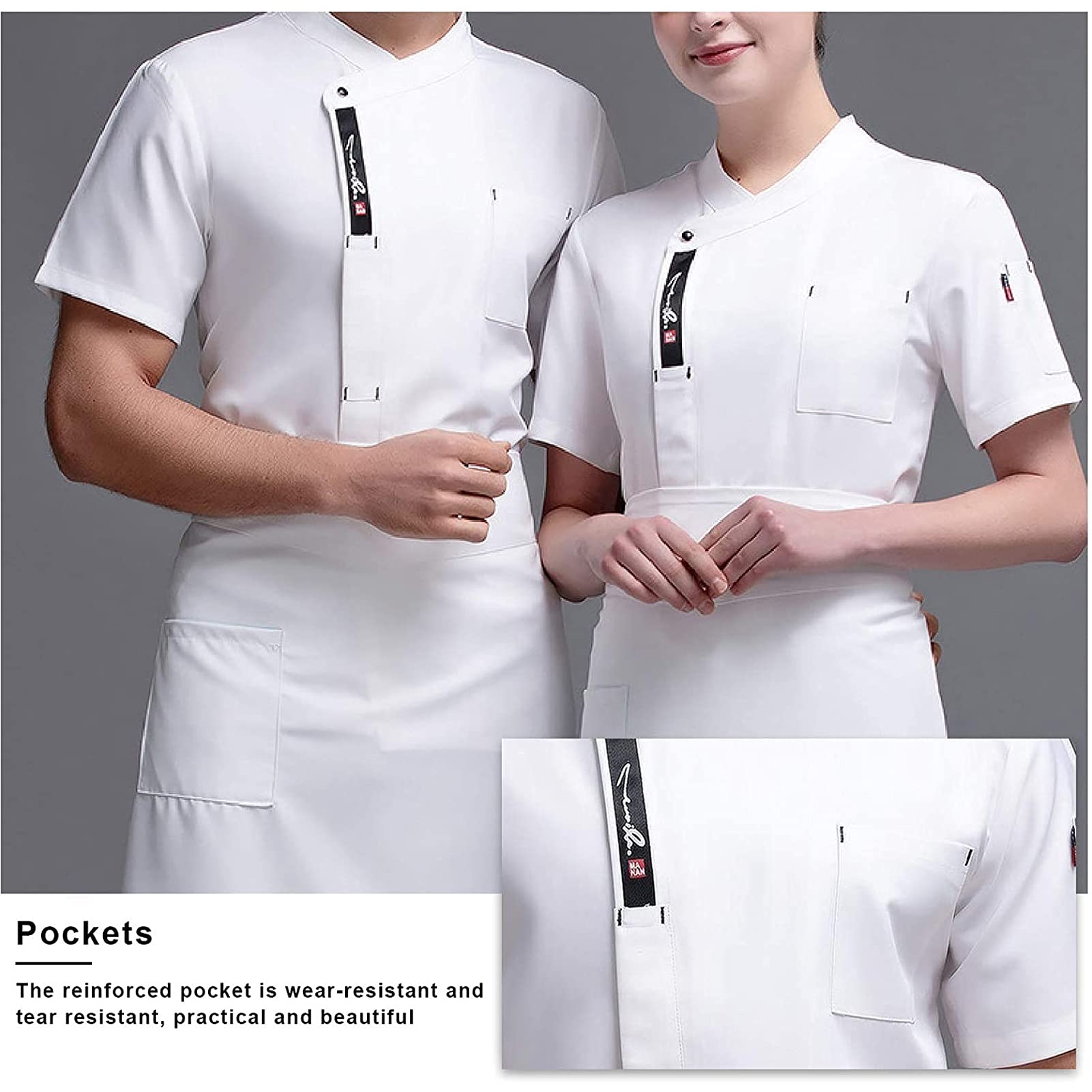 Płaszcz szefa kuchni Mężczyźni Kobiety Unisex Mężczyźni Profesjonalna restauracja Top Chef Uniform Kuchnia Gotowanie Odzież robocza Kurtka Catering Kelner Kombinezony Stroje (kolor: czarny, rozmiar: D