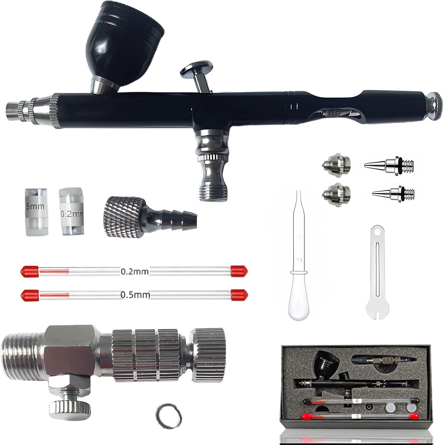 Ikaufen Airbrush Kit, DualAction Gravity Feed Airbrush Gun