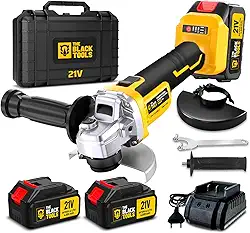 Esmerilhadeira Lixadeira Angular Sem Fio Com 2 Baterias 4000mah 21v 4.1/2 125mm 110/220v The Black Tools