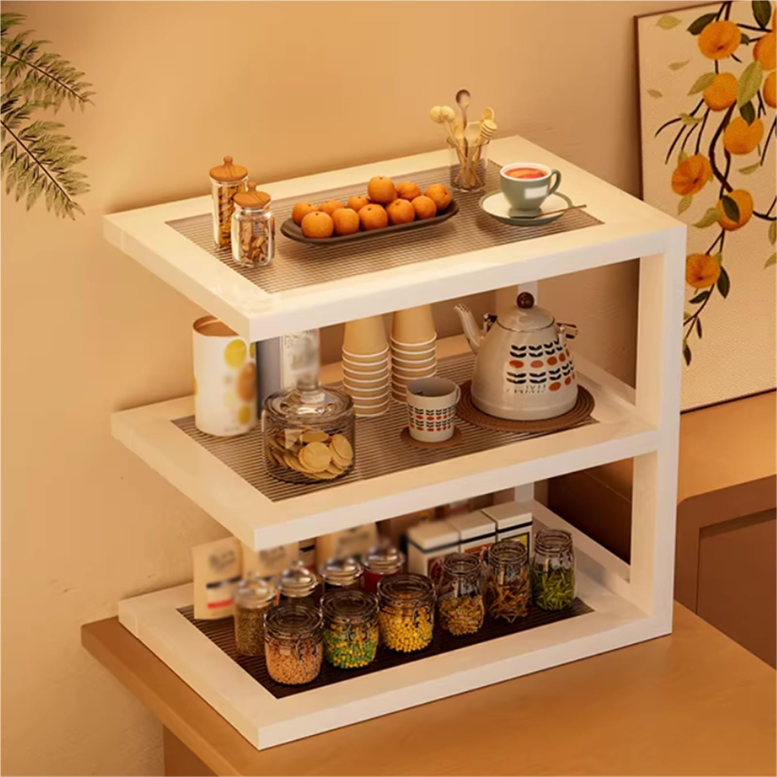 Para el coche Portavasos blanco de escritorio, almacenamiento tazas barra comedor cocina multicapa Ajuste(Medio)