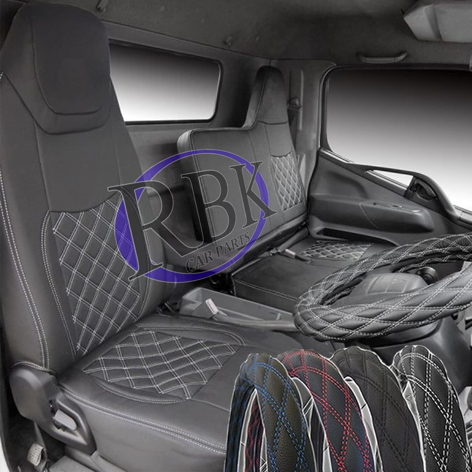 シートカバー 20キャンター / ブルーテック キャンター ワイド キャブ H28.5- FEB など (フロント3席セット+ハンド