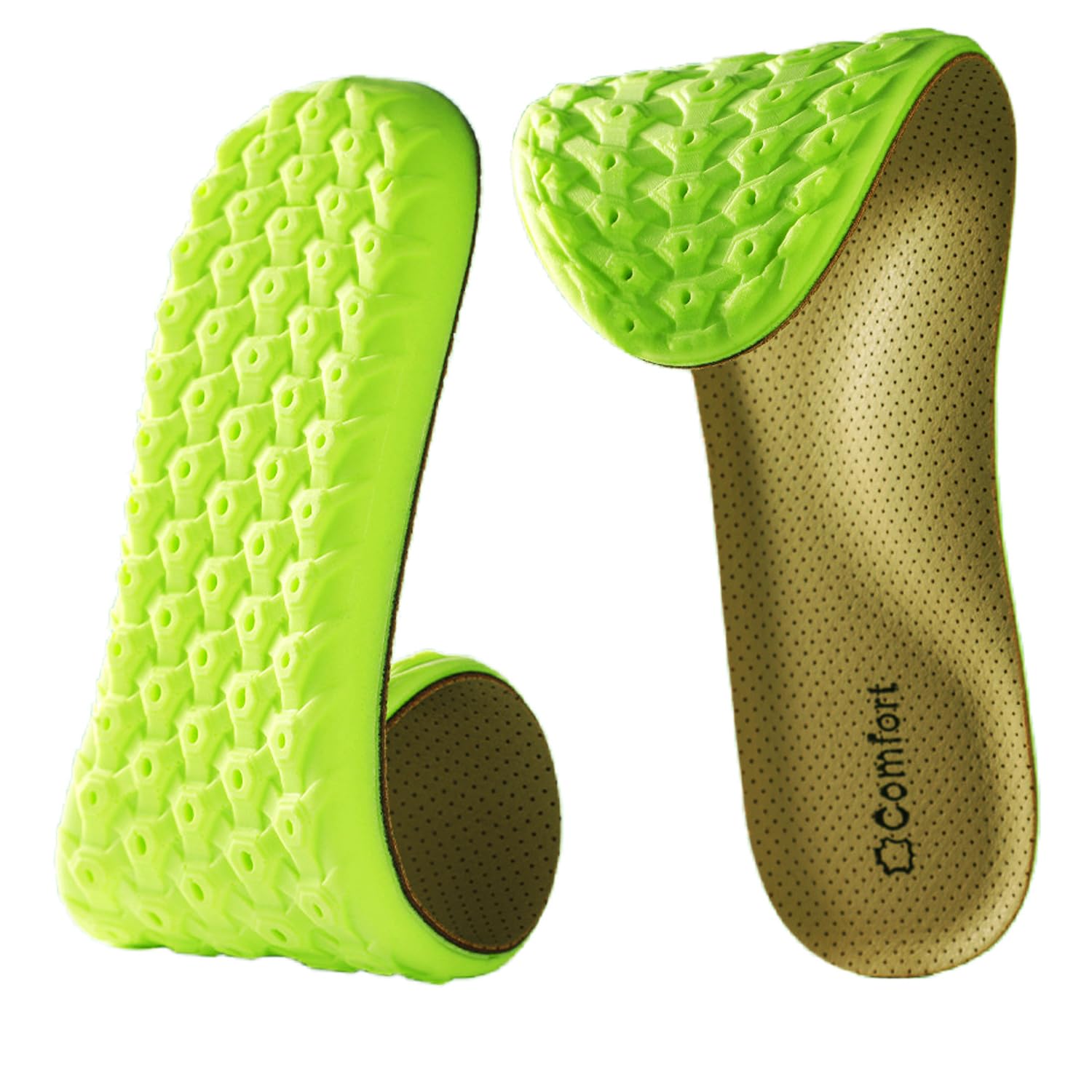 Sneaker Insoles Replacement,Comfortable Sports Shoe Inserts for Men Women Kids,for Shock Absorption and Relieve Foot Pain, Plantar Fasciitis (Beige,