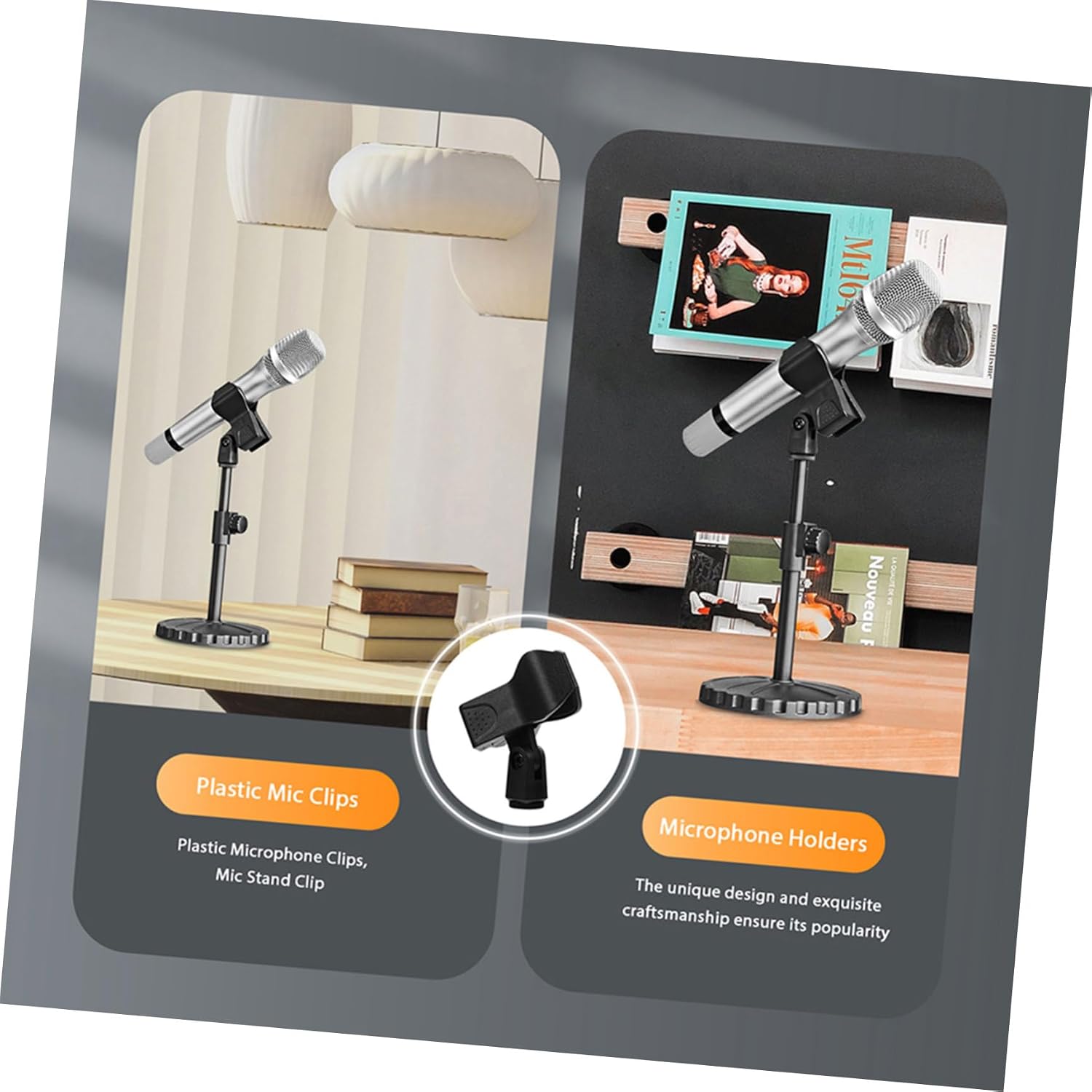 BESPORTBLE 3pcs Universal Plastic Microphone Clips for Handheld Mics Reliable Mic Clamp Suitable for Recording Classroom and Studio Use image 3