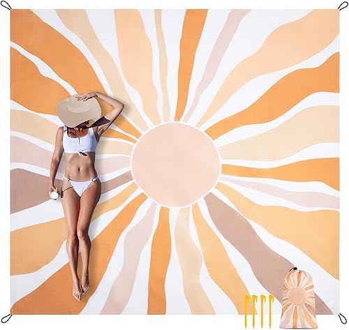 Manta de playa impermeable a prueba de arena, 9 pies x 10 pies, tapete de playa extra grande para 8 adultos, manta de picnic al aire libre de