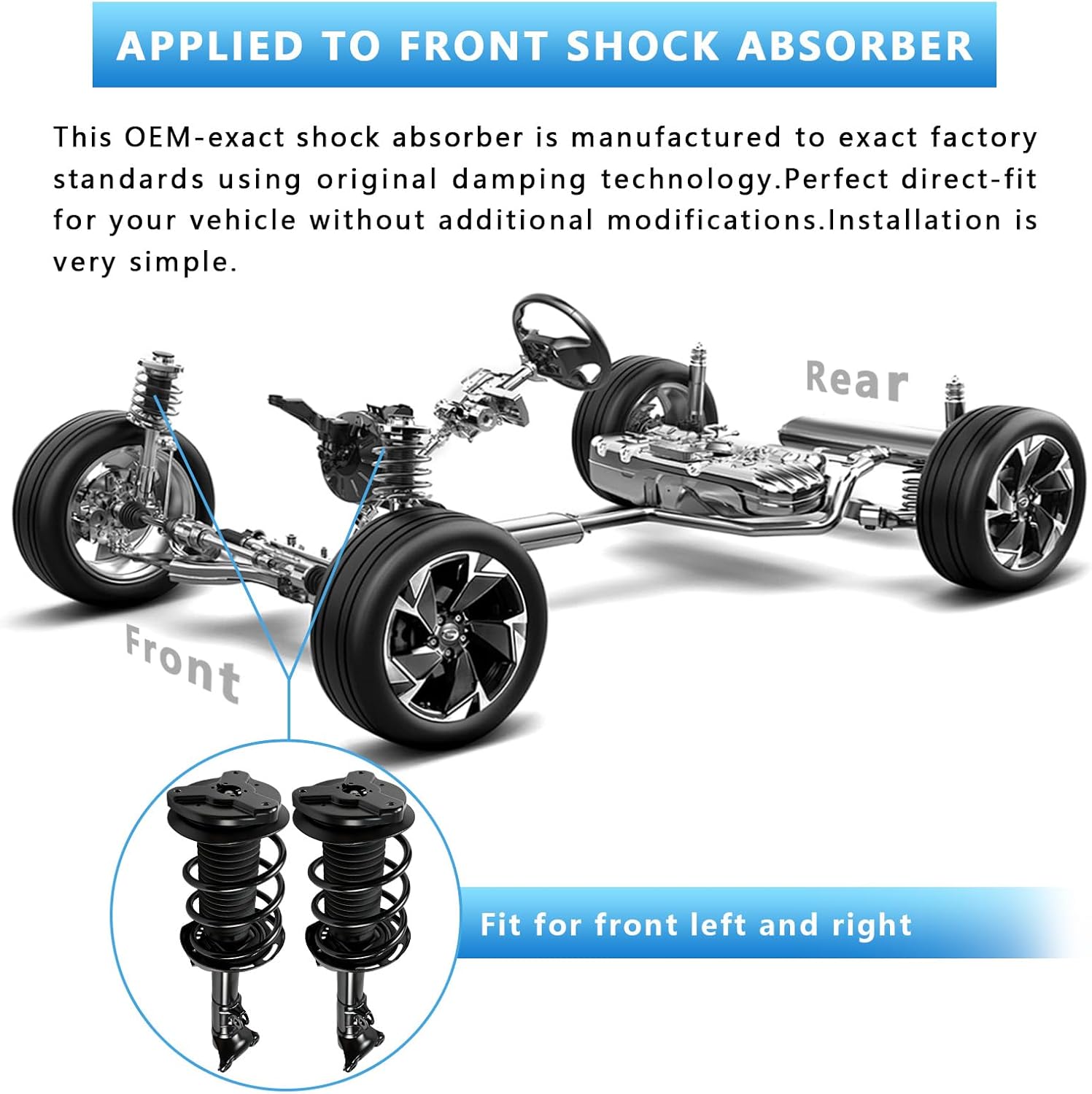 Front Struts Shocks, 1333049 Complete Strut Assembly Fit for 2008-2014 Mercedes-Benz W204 C230 C250 C300 C350 RWD 2 Pack