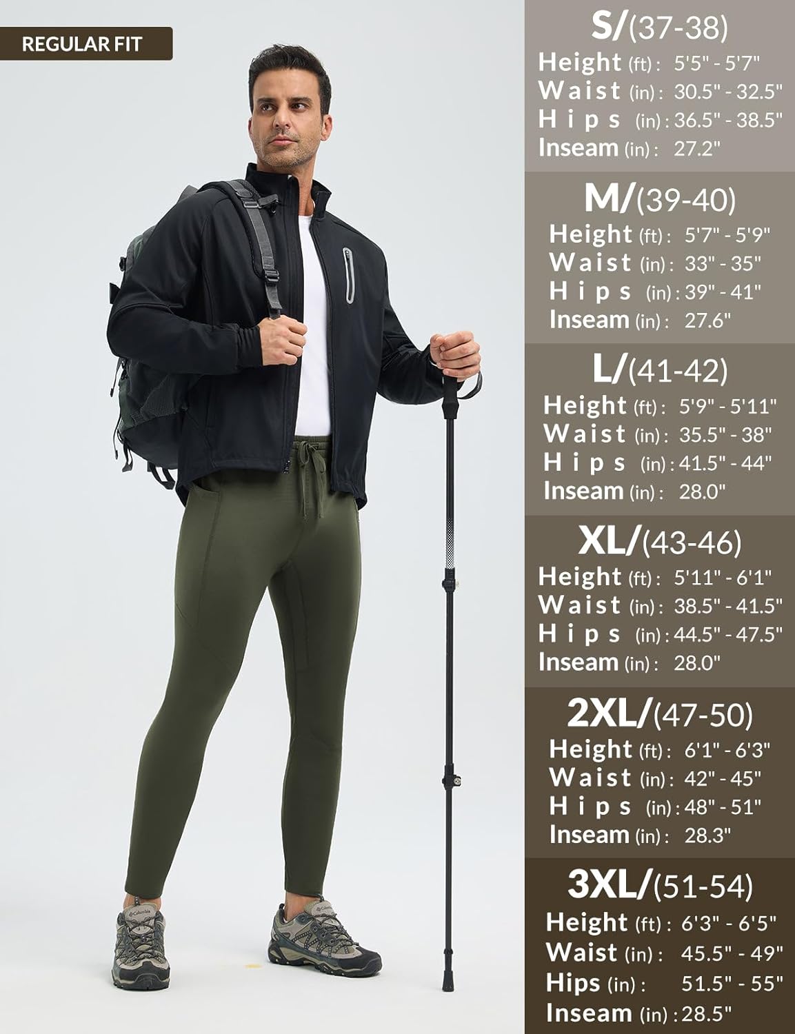 baleaf Men's Fleece Lined Running Tights Thermal Leggings Cold Weather Compression Pants Cycling Hiking Workout - Image 7