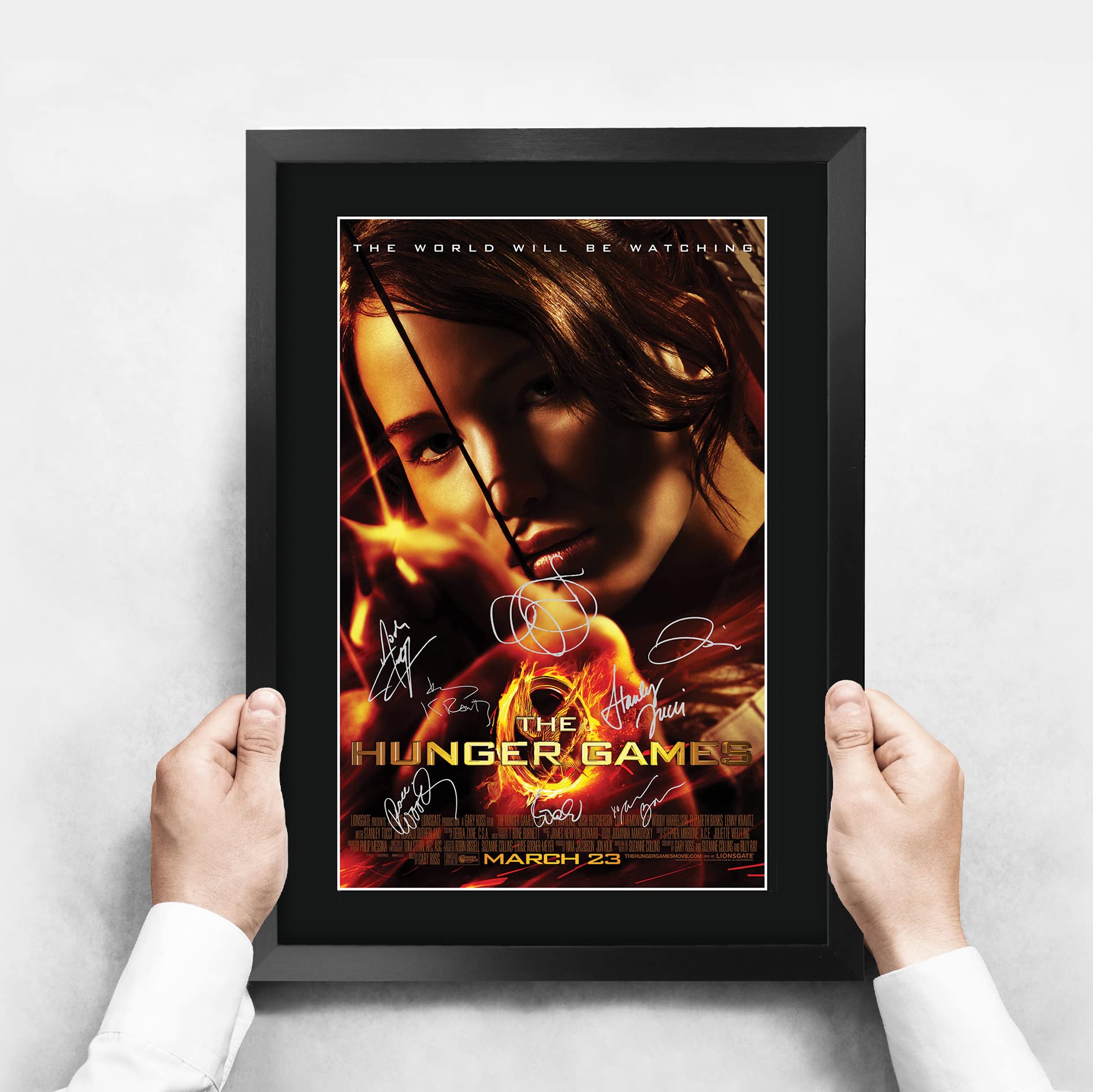 HWC Trading FR A3 The Hunger Games 1 Jennifer Lawrence Gifts Gedrucktes Poster, signiertes Autogramm, Bild für Film-Andenken, A3, gerahmt