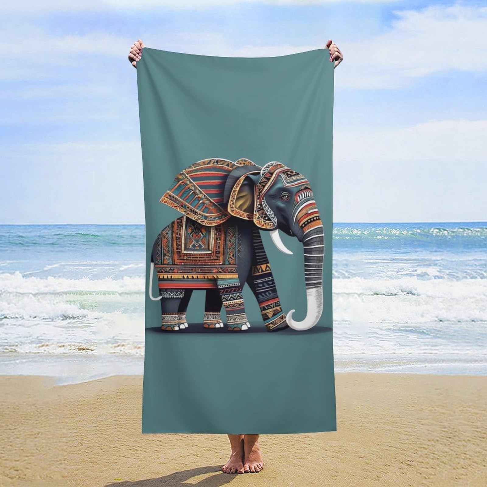 Anceky Oversized Elephant Beach Towel Soft Microfiber Bath Towel Quick Dry Absorbent Travel Pool Towels Lightweight Sand Free Blanket Machine Washable for Swim Picnic