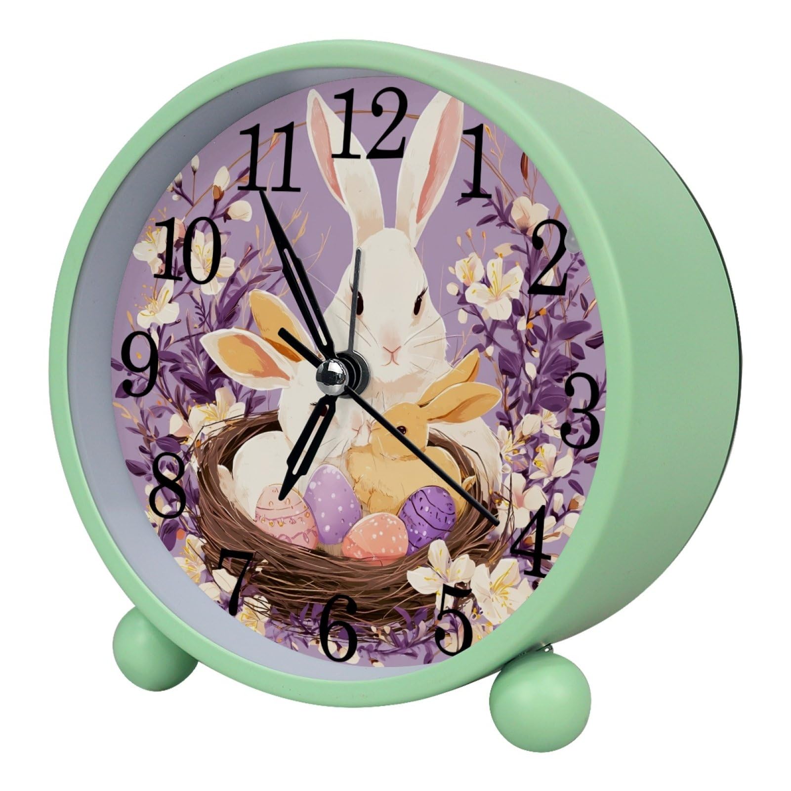 etoenbrc Silent Analog Alarm Clock with Light Slient Plastic Table Clock Small Battery Operated Clock for Living Room Bedroom Decor（Color15）