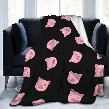 SARA NELL Pink Pig Blanket ، كرتون خنزير وجه فلانيل Fleece Throw Blanket ، سوبر ناعم مريح رقيق دافئ أريكة السفر بطانية التخييم 50 "X40" للأطفال البالغين طوال الموسم