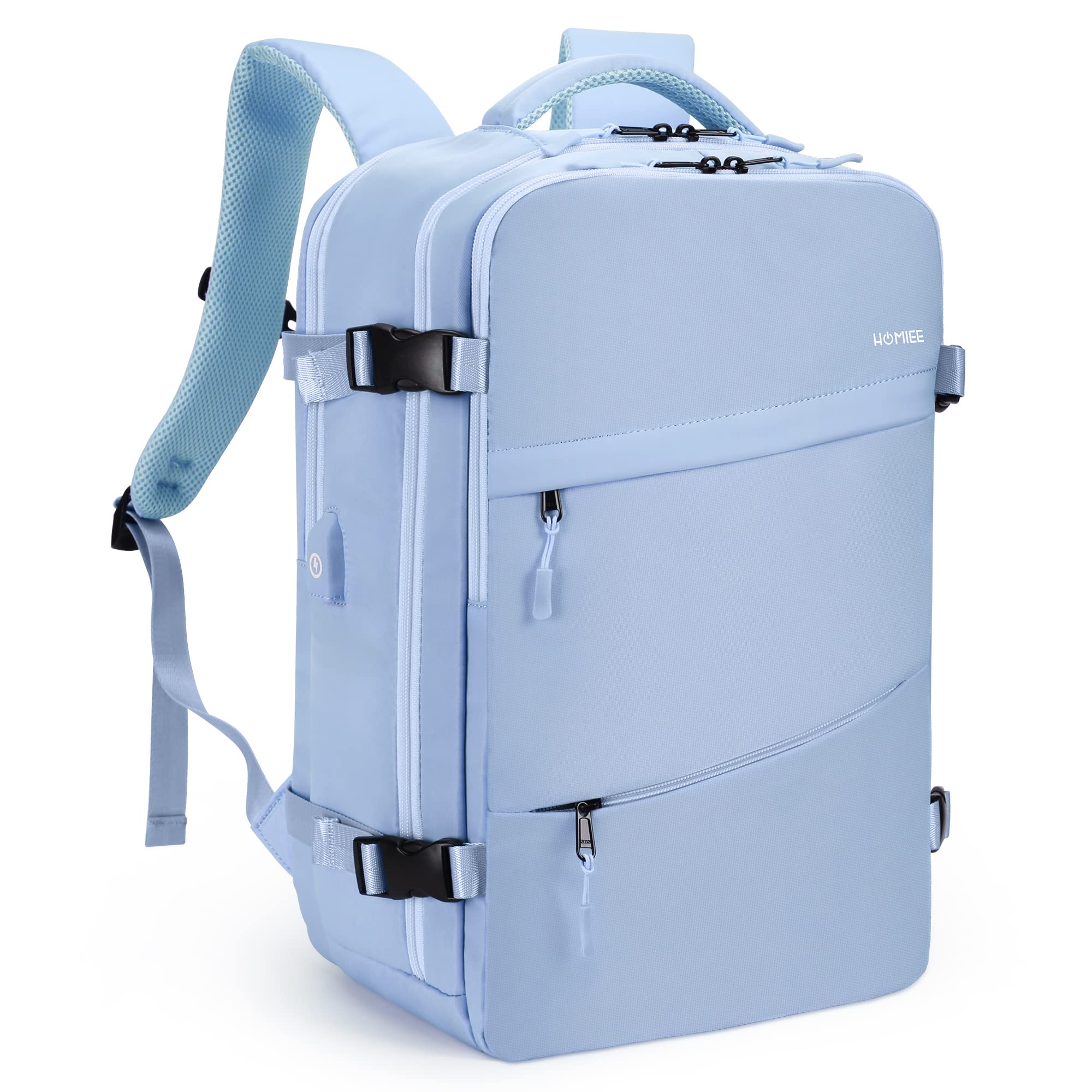 HOMIEE Zaino Da Viaggio 20L Per Laptop 15,6" - Bagaglio A Mano Aeroplano - 40x25x20 Cm - Antifurto Con Tasca Porta Documenti