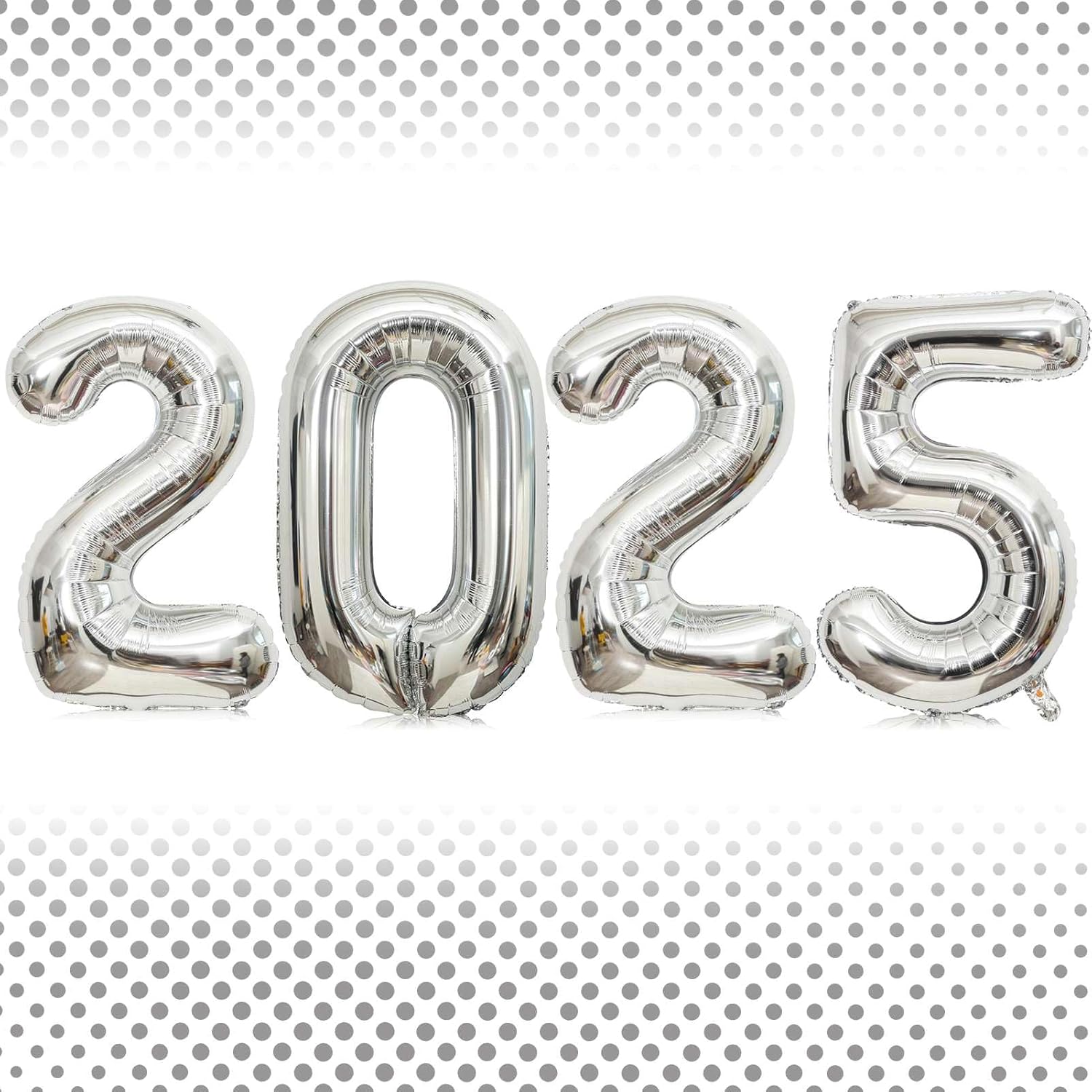 32 Inch Silver Number 2025 Balloons, Big Large Size Giant 2025 Number Balloons New Year Foil Helium Silver Balloons for 2025 Happy New Year Eve Celebration Decorations Party Supplies 2025 32 Inch Silver