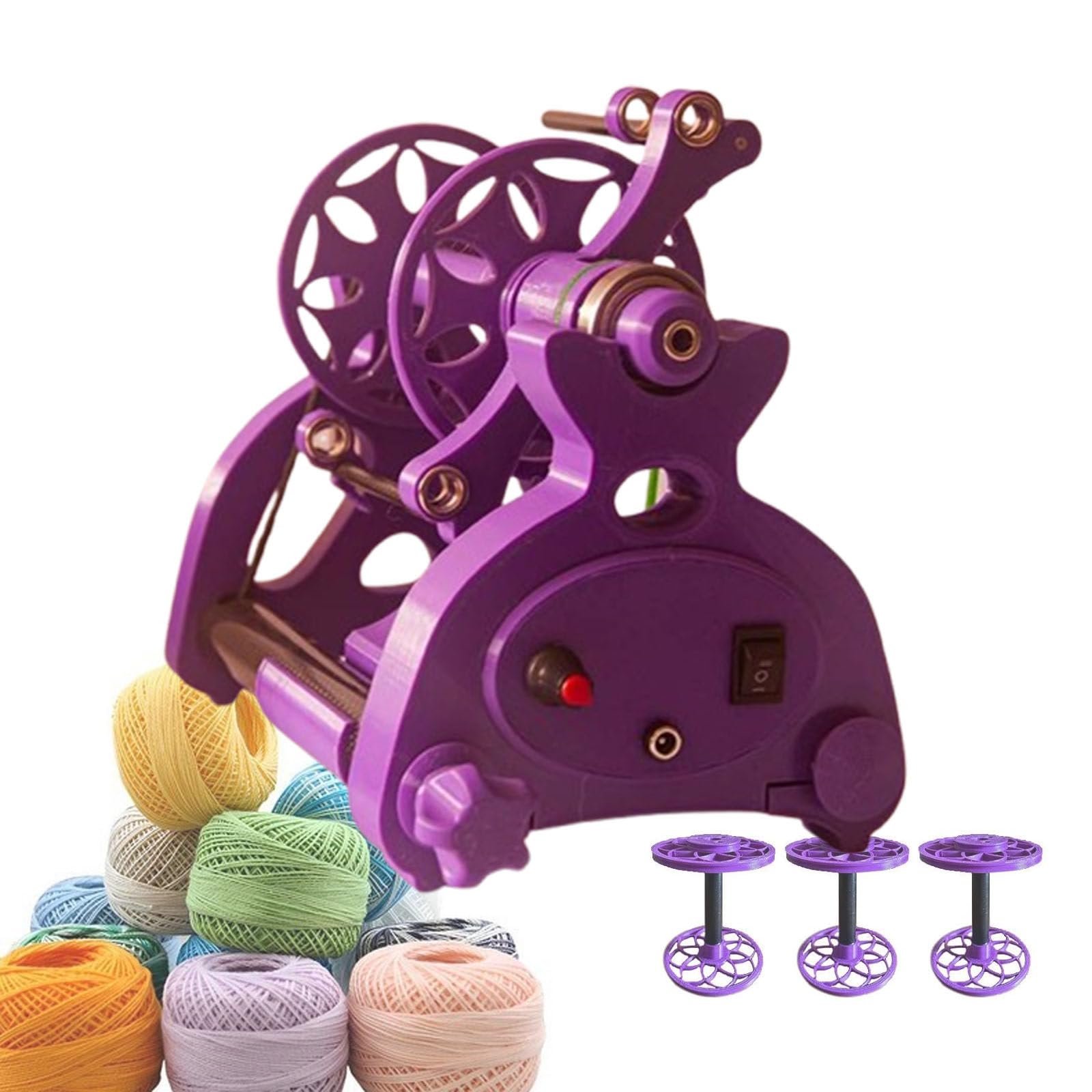 Elektrisches Mini-Spinnrad Zum Wollfaserzwirnen, Automatische Garnwickelmaschine, Wollspinnfaden, Wickler FüR Strickwolle, Trommelkarde Purple-Countless