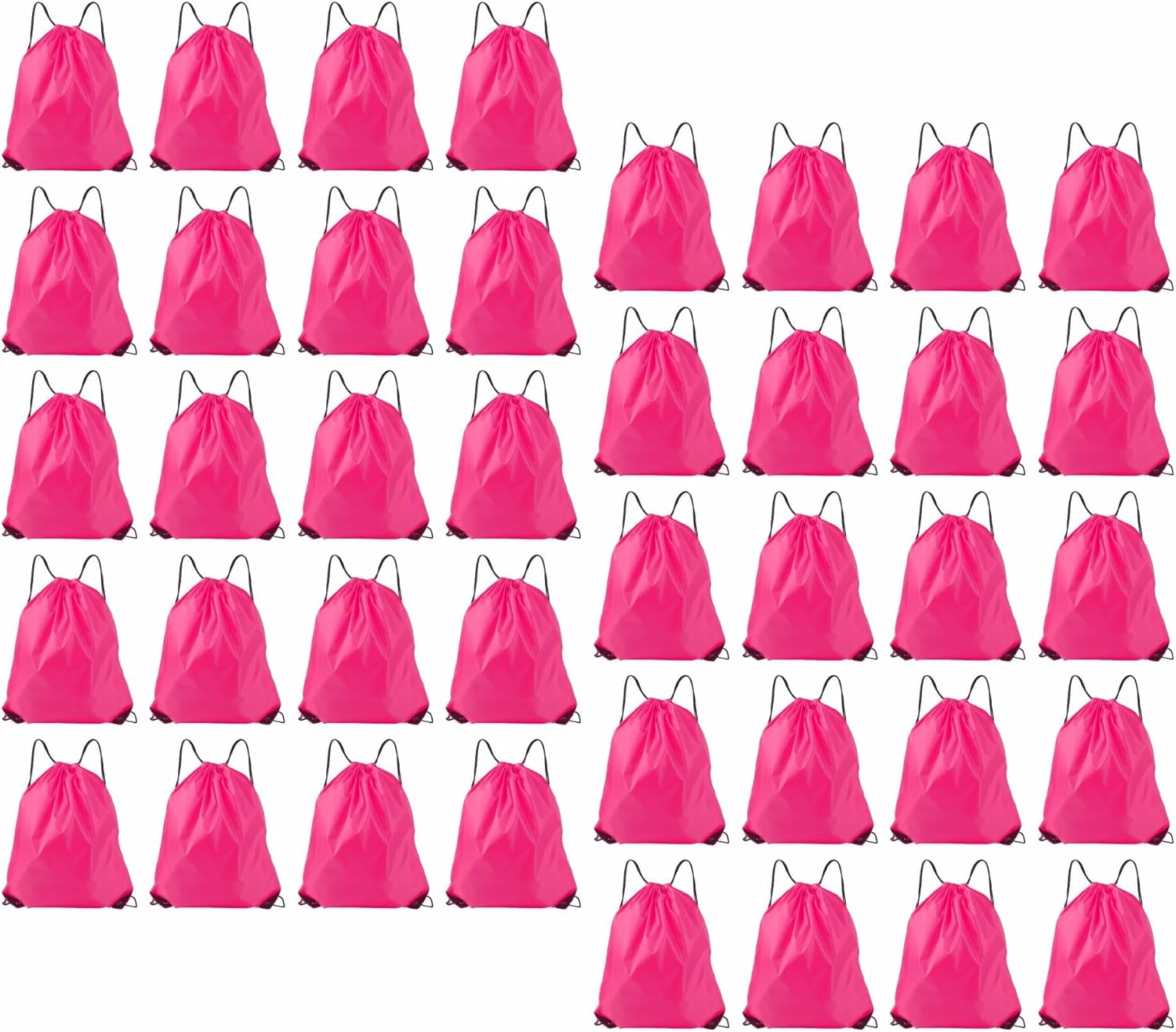Drawstring Backpacks, 40 Pack Bulk Drawstring Bags, Cinch Bags for Outdoor Sports - fuchsia or rose