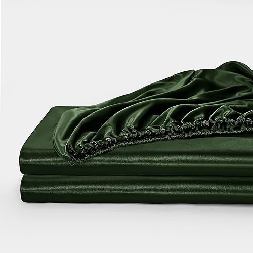 Miniatura 6 de NSGZ Sábana bajera de satén tamaño King, sábana bajera suave de bolsillo profundo, sin arrugas, resistente a la decoloración y transpirable, color