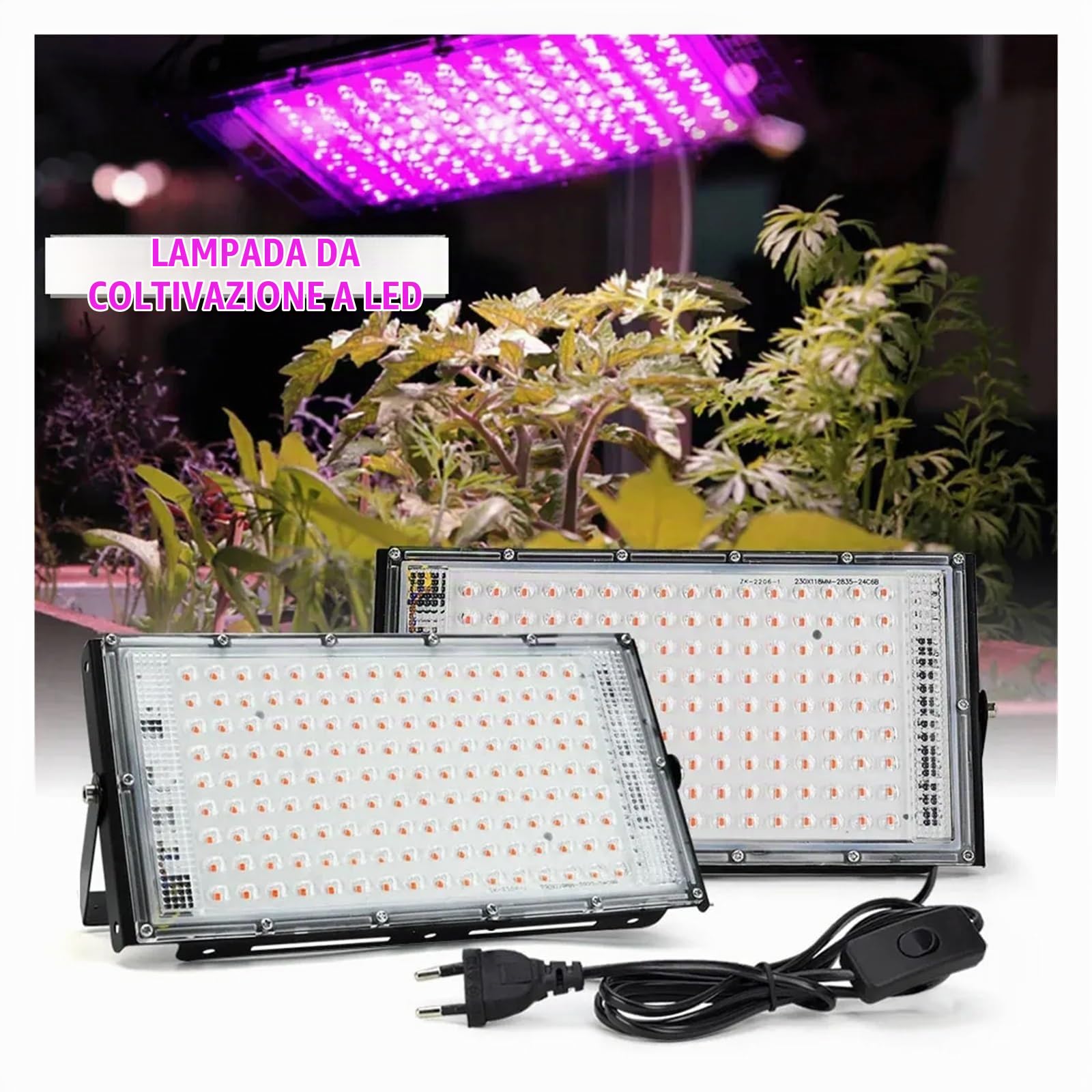 Lampada per Piante, LED Coltiva La Luce Phytolamp Spettro Completo 50W 100W 200W 300W, Lampada for Coltivazione di Piante Phyto Luci Nere for Coltivazione Interna di Fiori(200W)