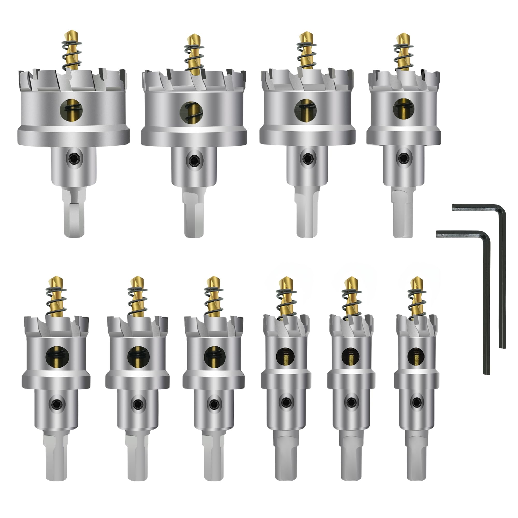BeHappy TCT Hole Saw Kit, 10 PCS Carbide Hole Saw, 5/8"-2-1/8" Inch Tungsten Carbide Tipped Hole Saw Set with Titanium-Plated Pilot Drill bit for Metal, Stainless Steel, Iron, Wood, Plastic