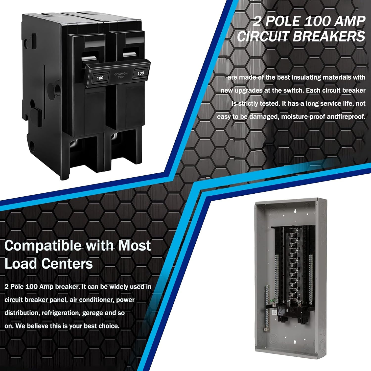 100 Amp 2 Pole Breaker,Replace for HOM2100 Circuit Breaker,100 Amp 2 Pole,120/240V,Compatible with Most Load Centers.Plug-in Circuit Breaker,Thehermal Magnetic Protection,5 Year Warranty