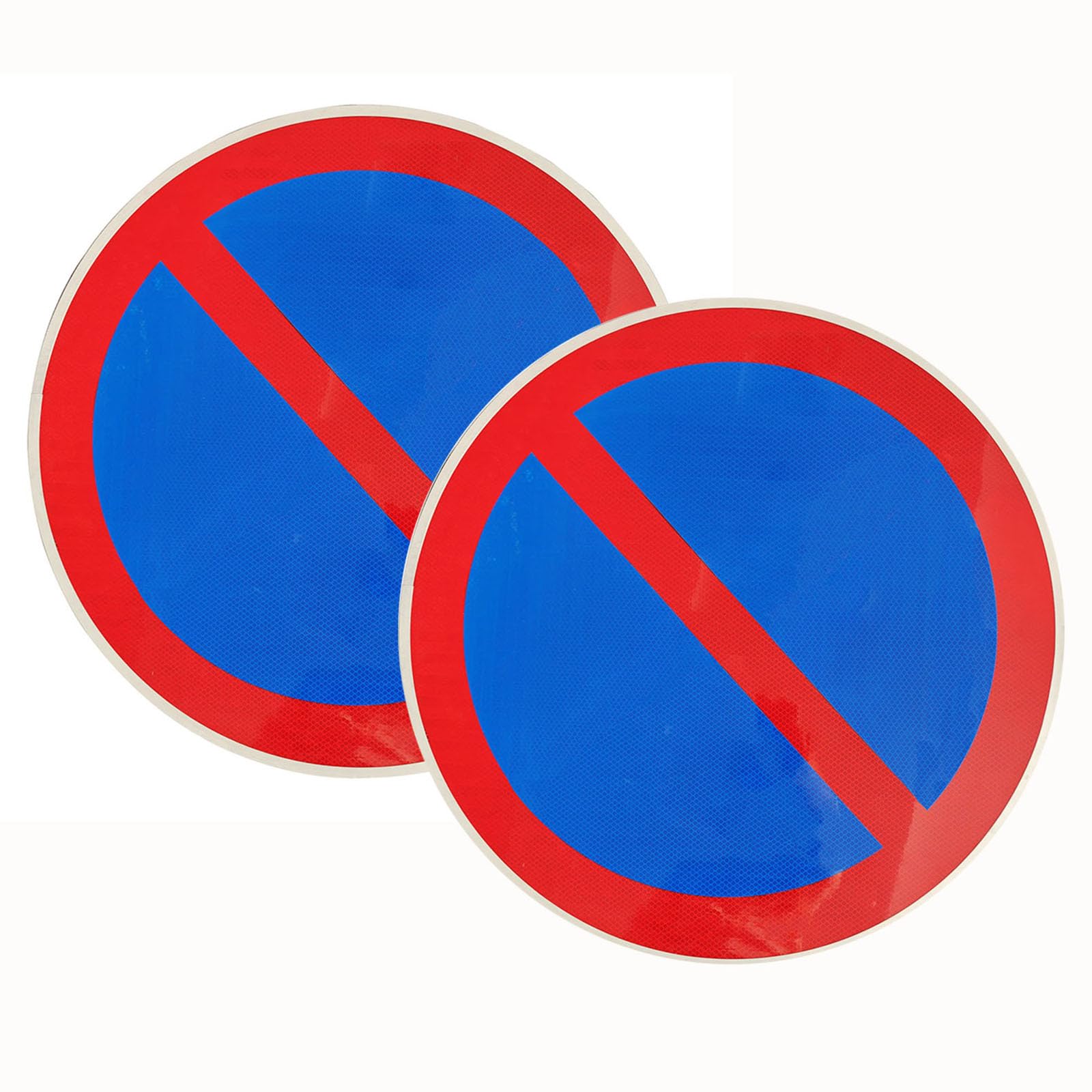 Señal prohibido aparcar(2PCS),señal reflectante de no estacionar de grado ingeniero,visible de noche,ideal para uso comercial,con accesorios para fácil montaje en poste (Azul, 40cm)