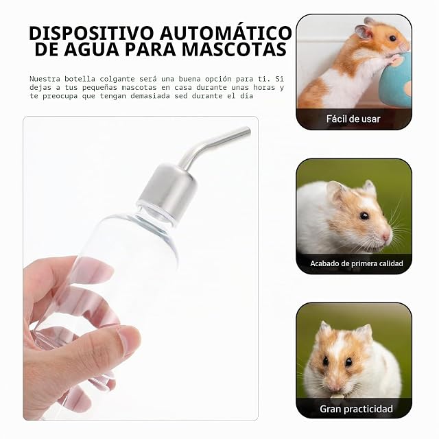 Foto 4 de 7 de 2 Piezas Botellas de Agua de Conejo, Botellas de Agua para Roedores, 180ML+350ML, Cantimplora para Conejo