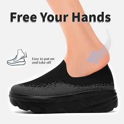 Women's Chunky Platform Sneakers Tennis Running Walking Mesh Shoes Lightweight Breathable Gym Comfort Work Sports Hidden Elevator Shoes