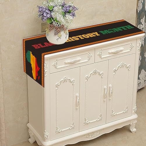 Miniatura 3 de Nepnuser Camino de mesa de lino negro del mes de la historia, febrero, fiesta afroamericana, comedor, cocina, decoración interior y exterior (13 x