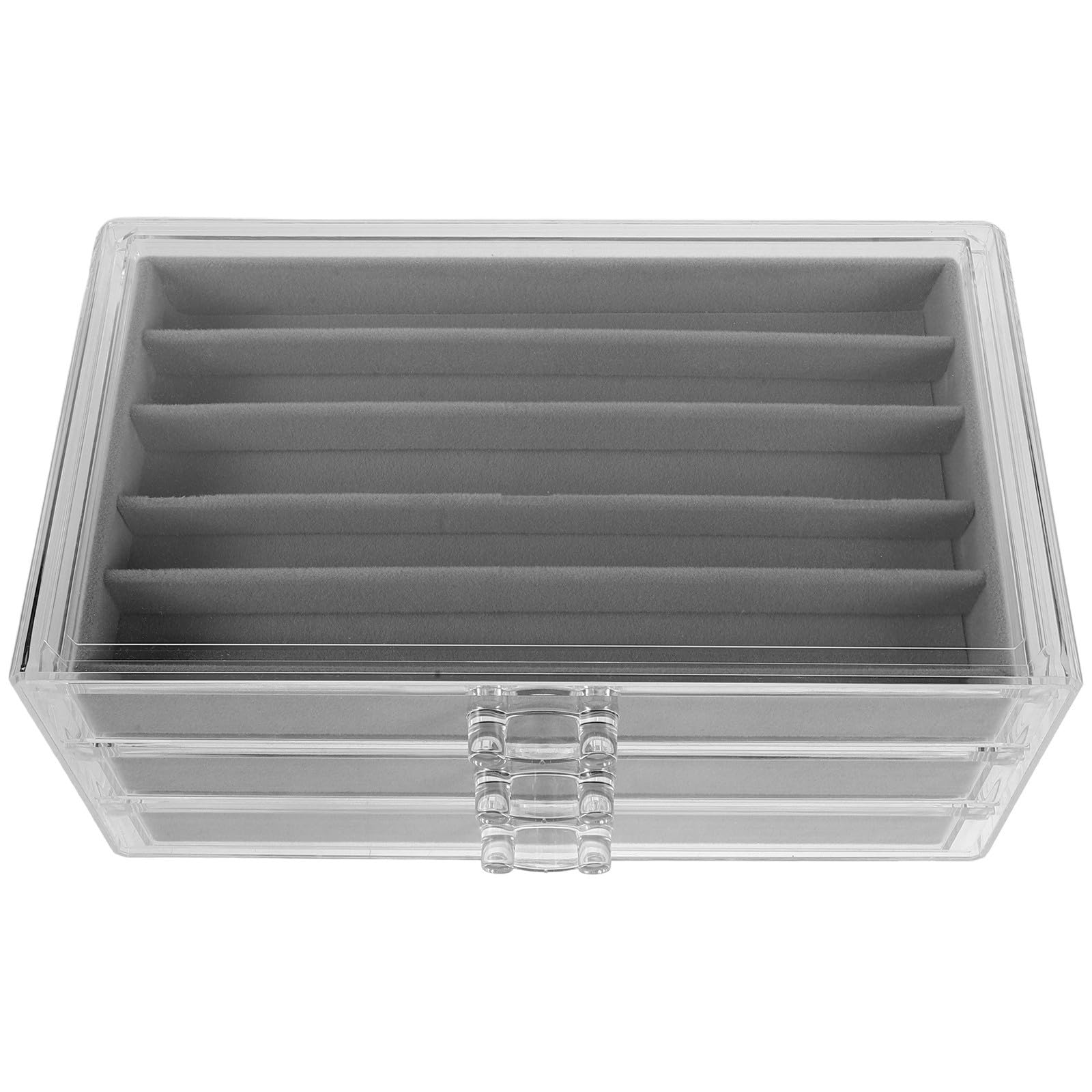GALPADA Organizador de Accesorios Cabello y Joyas con 3 Capas, 15 Ranuras Rectangulares, Material de Madera y Plástico, Diseño Elegante para Tocador y Almacenamiento Compacto