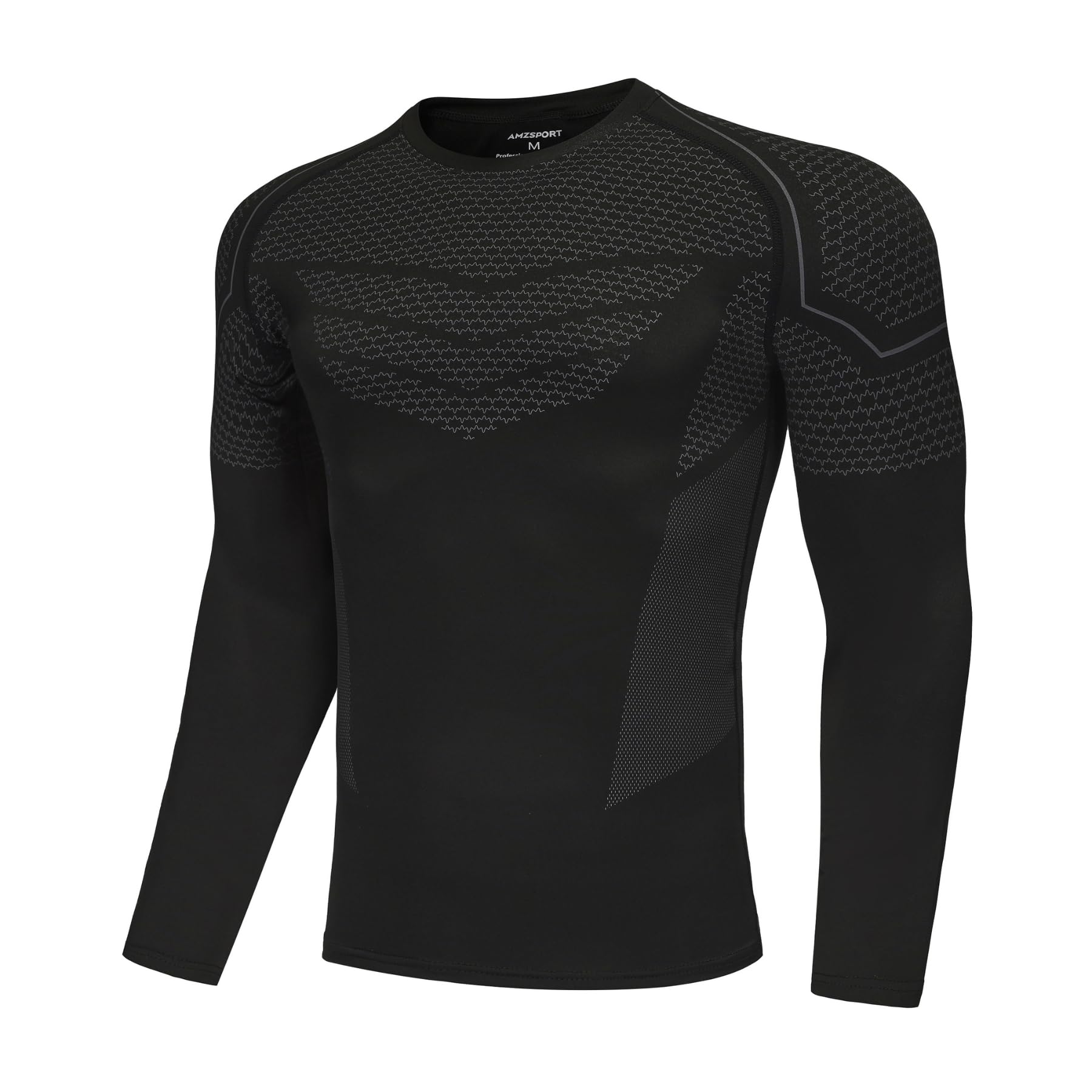 AMZSPORT Maglia Compressione Uomo Maglia Termica Manica Lunga Maglietta Palestra Compression Shirt Ciclismo Running Sportiva
