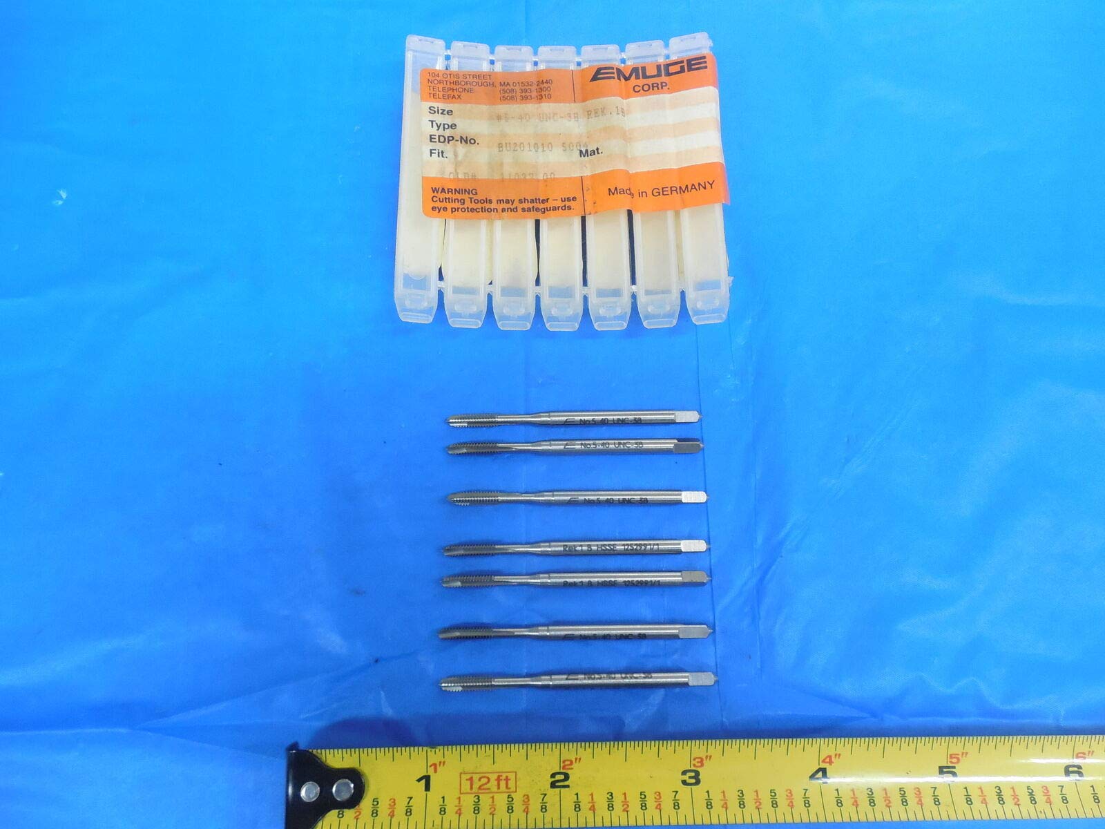 7pcs New #5-40 UNC 3B TAP 3 Flute EMUGE Spiral Point Plug TAP Straight Flute