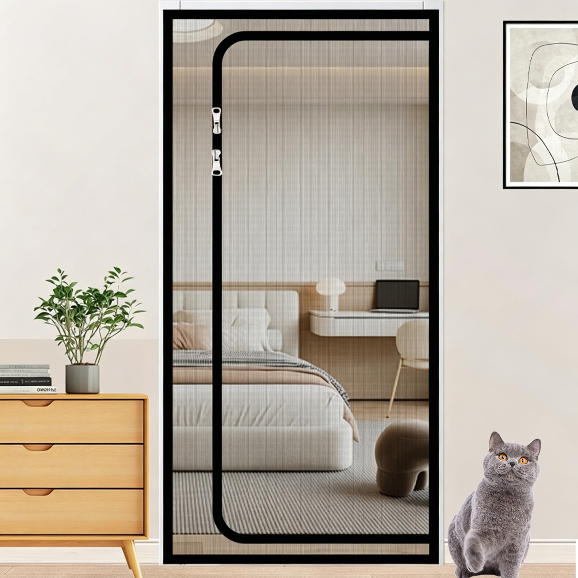 Moustiquaire pour animaux domestiques en maille grise pour sécuriser la terrasse en été
