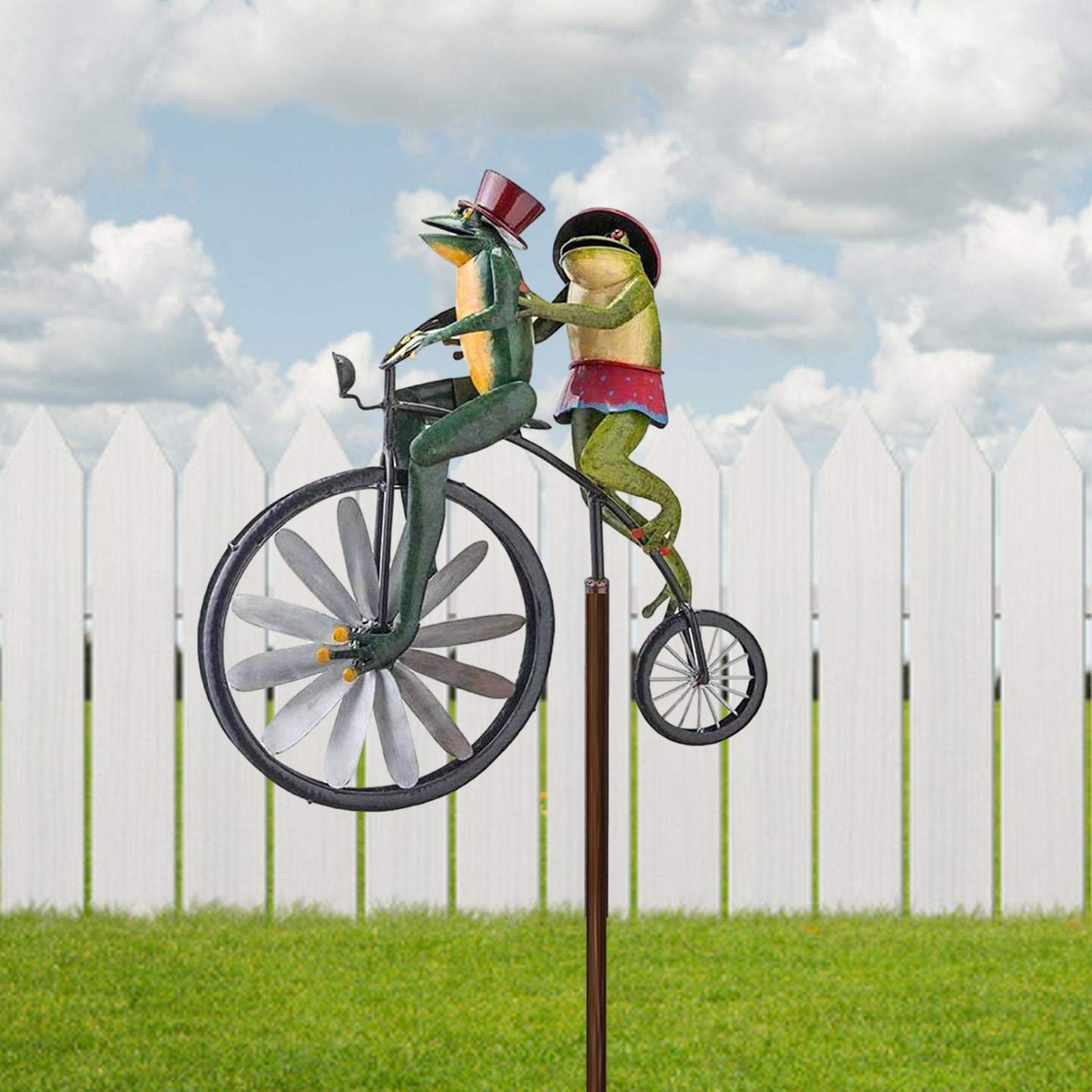 Windspiel Fahrrad Schneemann – Garten-Deko, 77x70x113 Cm, Mit Stützstange & Erdspieß