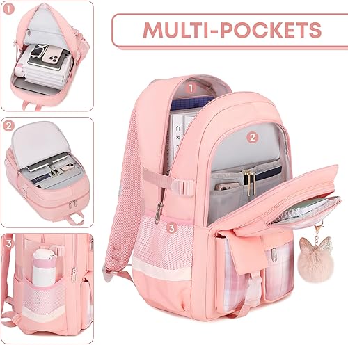 Miniatura 4 de Mochila Escolar de 3 Piezas Para Estudiantes Mujeres Universidad Secundaria Preparatoria Adolescentes Niñas Bolsa de Libros Impermeable Bolsa para