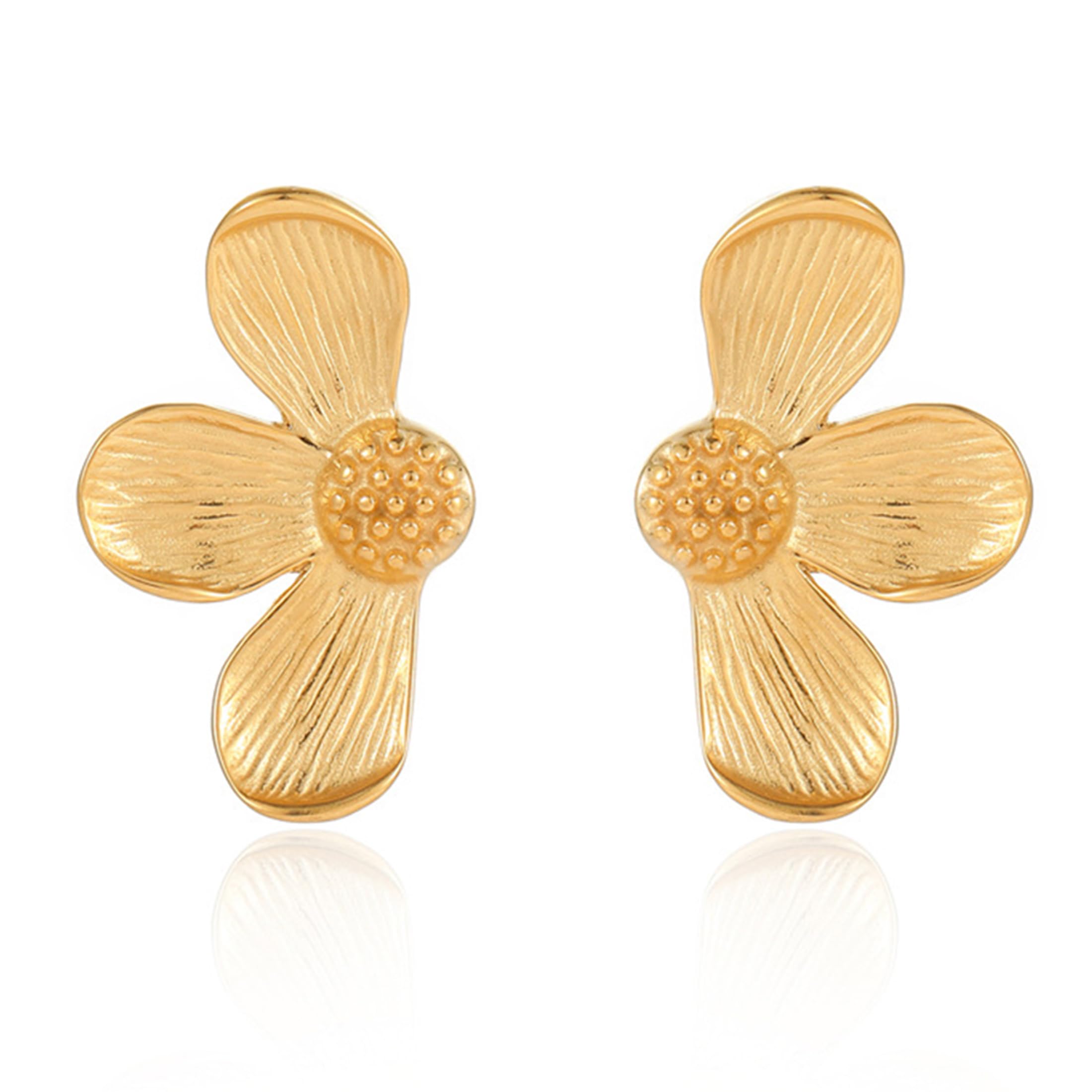Arturia Elegant 18K Gold Plated Stainless Steel Symmetrical Flower