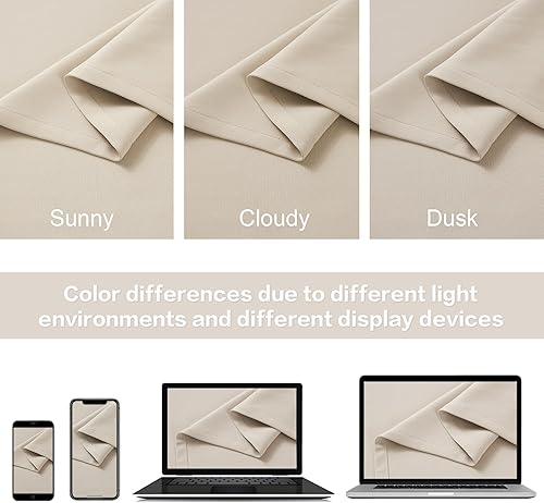 Miniatura 5 de DUALIFE - Juego de 2 paneles de cortinas opacas cortas para ventanas pequeñas, para la habitación, 52 x 63 pulgadas de largo, con trabilla trasera y