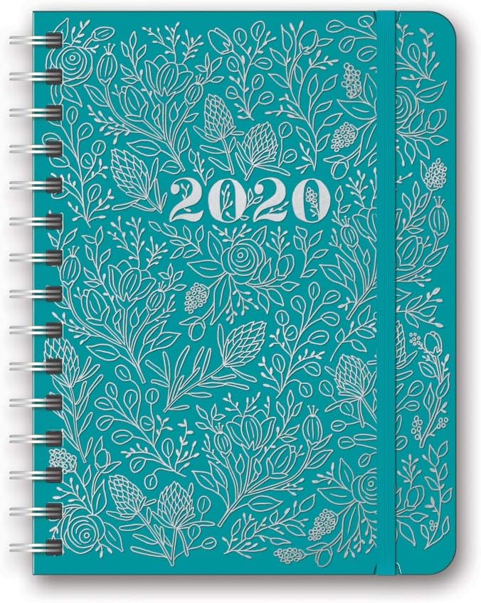 Orange Circle Studio 2020 Deluxe Compact Flexi Planner, Floral Vines Teal