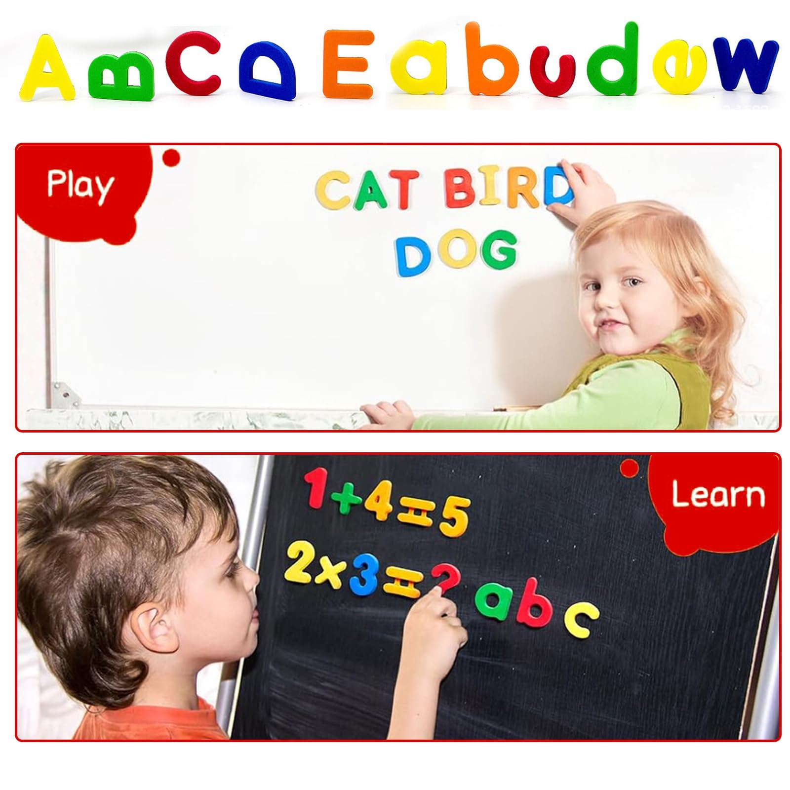 83-Piece Educational Set for Kids, Magnetic Letters, Fridge Magnets for Toddlers, Alphabet Magnets and Numbers for Children, Includes Magnetic Board and Markers, Perfect for Spelling - Image 4