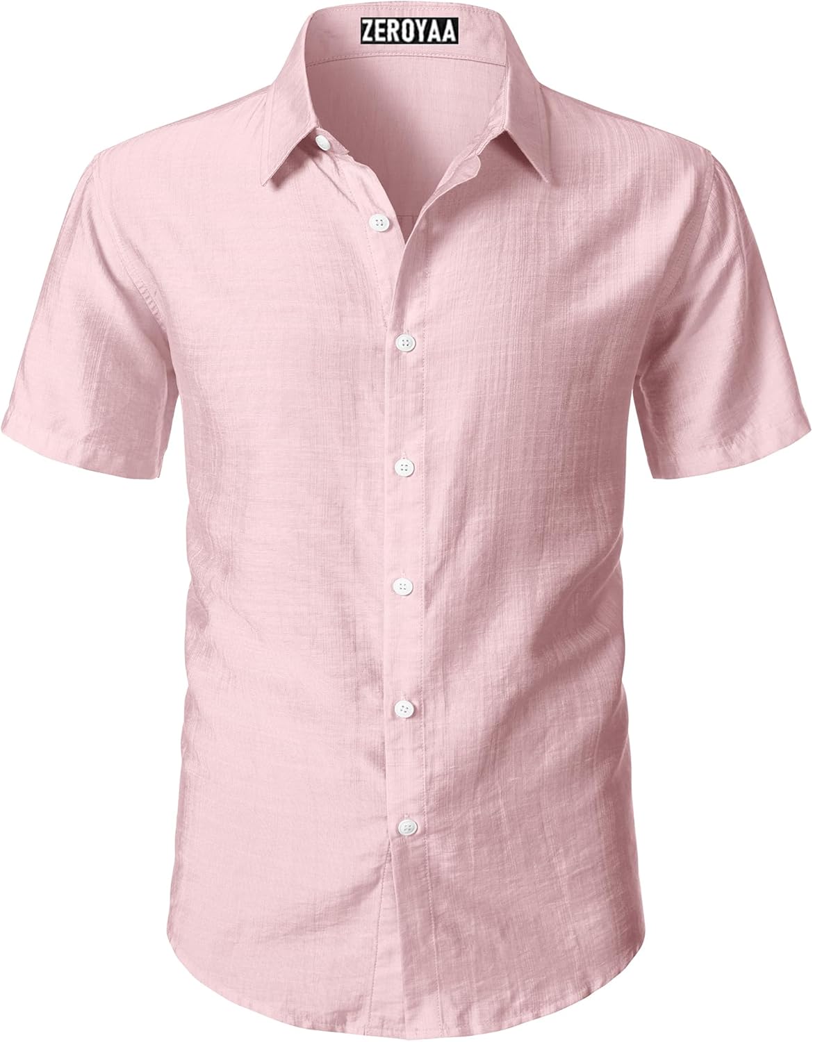 ZEROYAA Men's Casual Short Sleeve Button Down Shirt Vacation Beach Summer Lightweight Textured Shirts