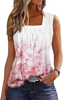 Ruffled Square Collar Casual Tank Summer Casual Fashion Camping Seaside Party Sleeveless Tank Women's Mother top Vest