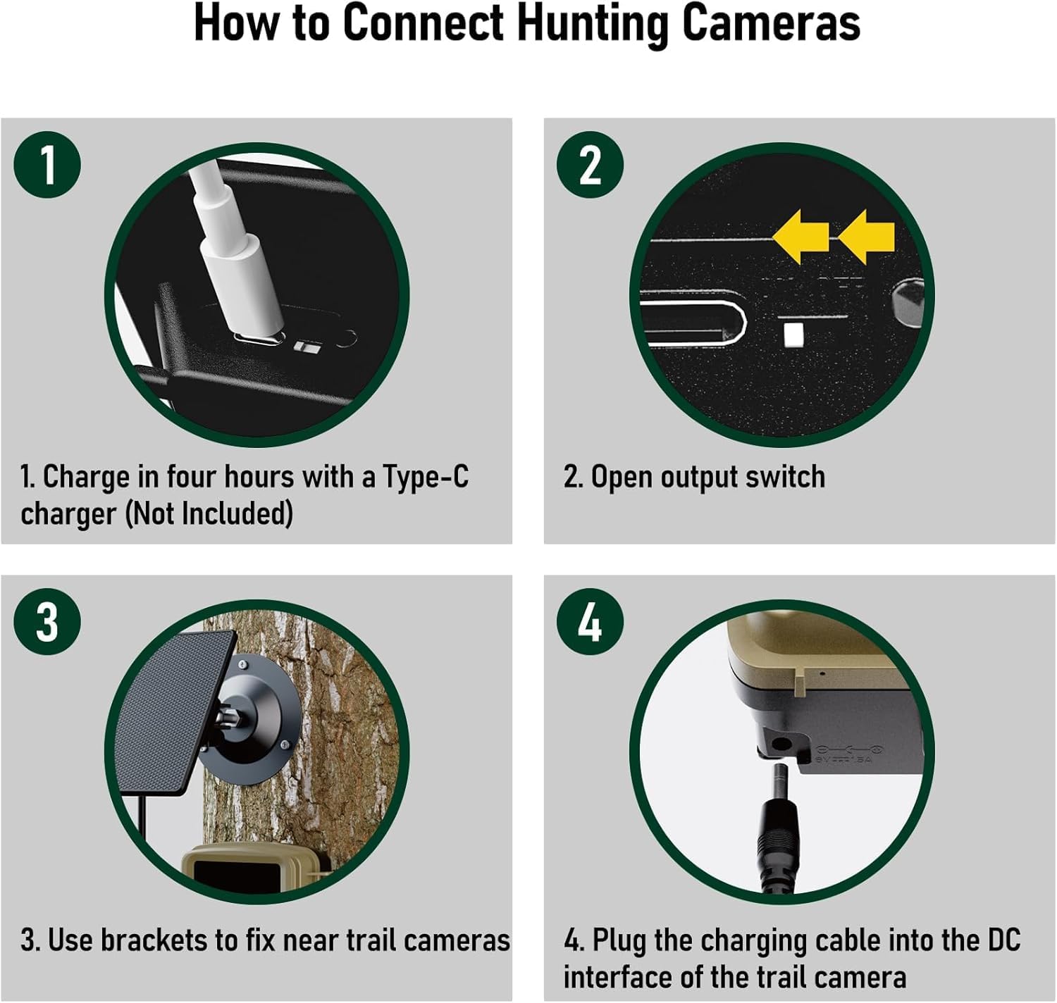 How to Connect VOOPEAK Solar Panel to Trail Camera