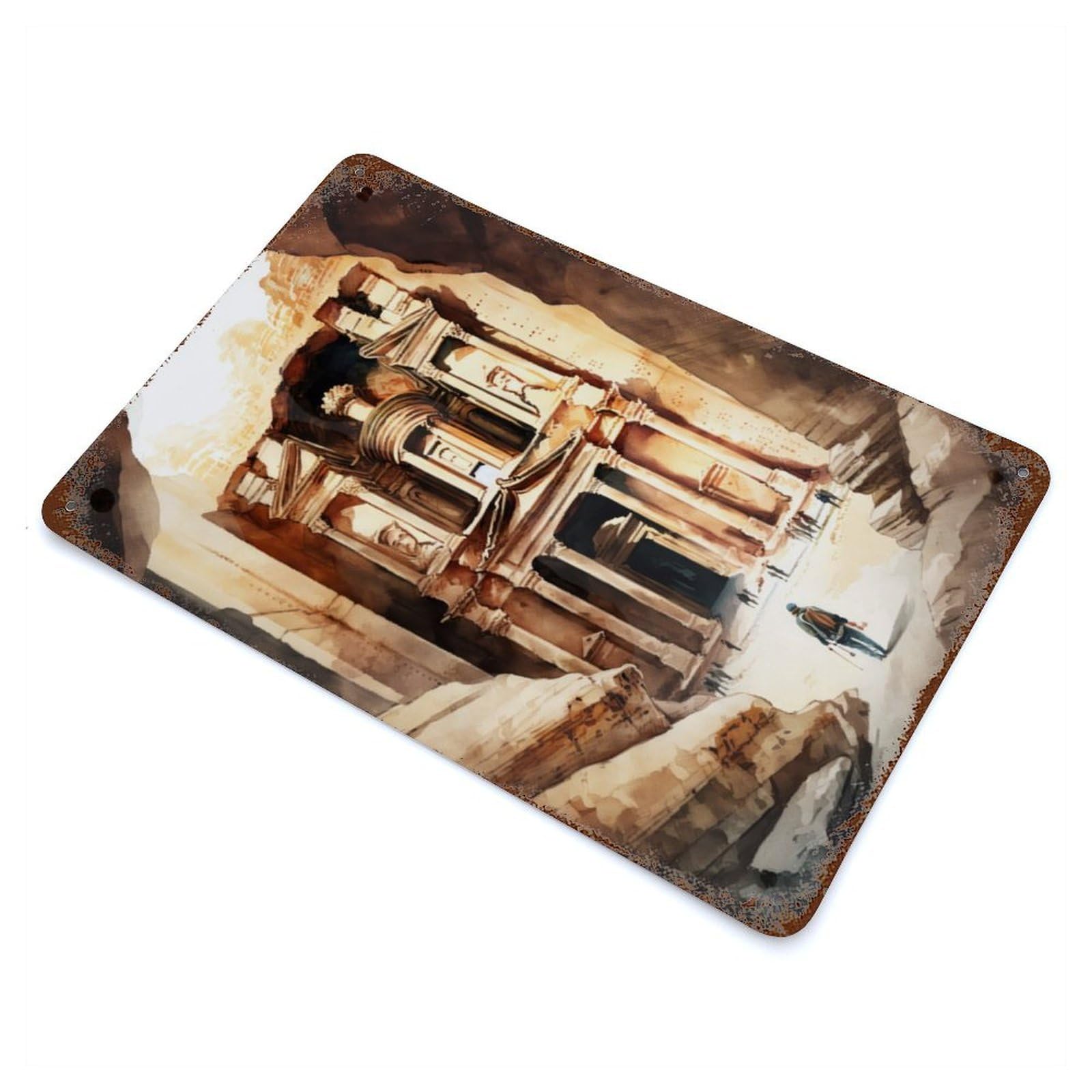 Garage Style Petra Charm Watercolor Rust Effect Tin Sign 11.8"x7.9", Classic Wall Plaque for Bar And Workshop
