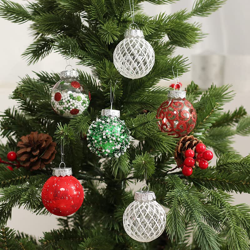 25 Piezas de Joyería de Bolas de Navidad,Juego de Joyas de Bolas de Navidad de 6 cm,Juego de Bolas de Navidad pintadas,Juego de Bolas de Joyas de Navidad (Rojo Verde y Blanco)