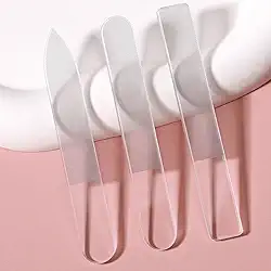Pacote com 3 lixas de unhas de vidro premium, conjunto de ferramentas de manicure laváveis gravadas dupla face para unhas naturais, inclui caixas para armazenamento, conjunto ideal de presente de