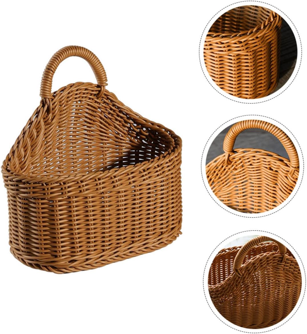 Amosfun 3pcs Woven Storage Basket for Kitchen Cutlery and Spoons Handmade Knitted Organizer for Home Decor Simple Design for Tidy Spaces for Wall Hanging